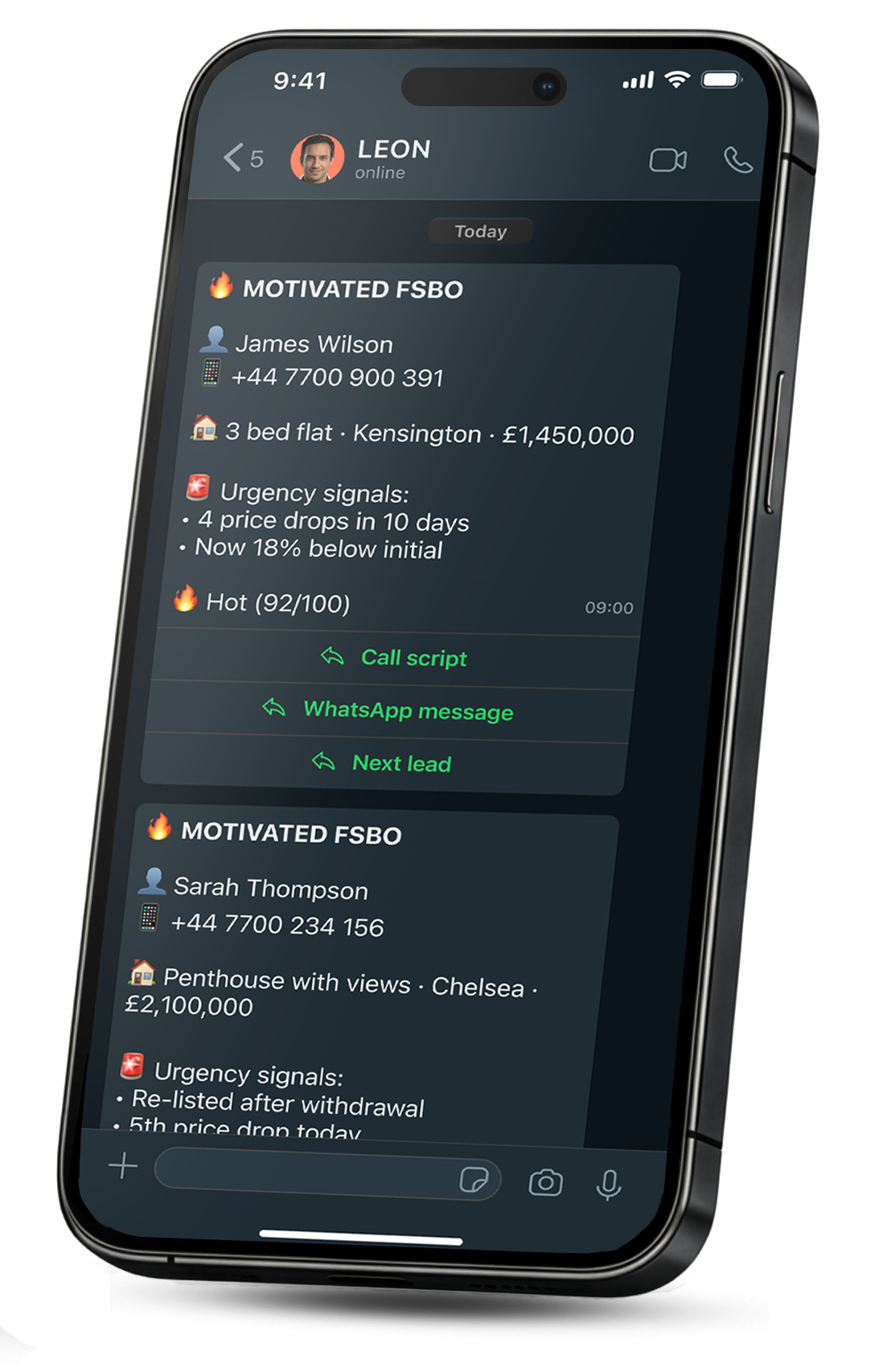 LEON delivering motivated FSBO leads with complete details