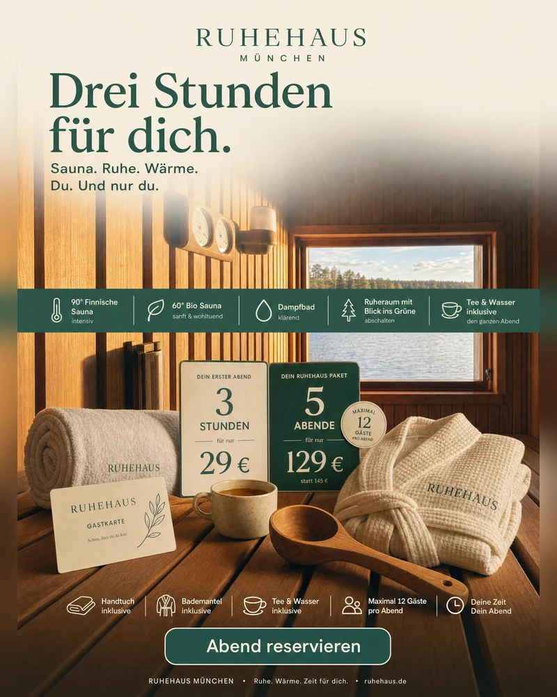 Drei Stunden für dich. Erster Abend in der Sauna, 29 € - Abend reservieren